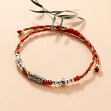925 Silver Bead Red Rope Bracelet Women Party Jewelry