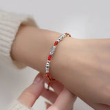 925 Silver Bead Red Rope Bracelet Women Party Jewelry