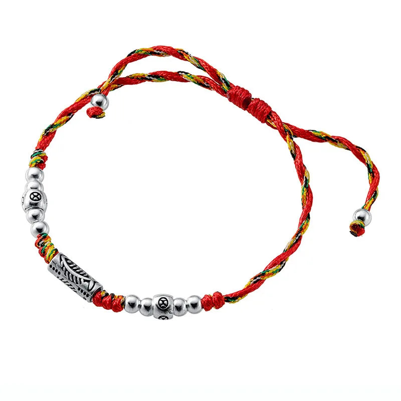 925 Silver Bead Red Rope Bracelet Women Party Jewelry