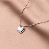 925 Silver Bead Chain Heart Pendant Choker Necklace Vintage Jewelry