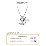 925 Silver Bead Chain Heart Pendant Choker Necklace Vintage Jewelry