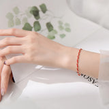 925 Silver Bead Chain Red Rope Luck Charm Bracelet For Women