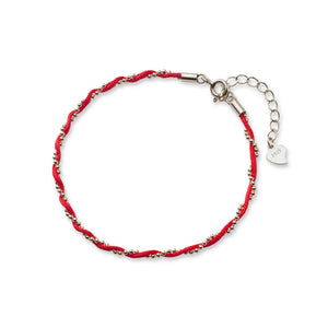 925 Silver Bead Chain Red Rope Luck Charm Bracelet For Women