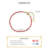 925 Silver Bead Chain Red Rope Luck Charm Bracelet For Women