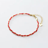 925 Silver Bead Chain Red Rope Luck Charm Bracelet For Women