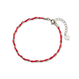 925 Silver Bead Chain Red Rope Luck Charm Bracelet For Women