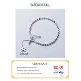 925 Silver Bead Chain Star Pendant Bracelet for Women Round Fine Jewelry