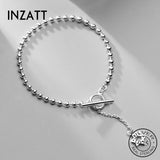 925 Silver Bead Chain Star Pendant Bracelet for Women Round Fine Jewelry