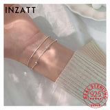 925 Silver Bead Double Layer Chain Bracelet Women Fine Jewelry
