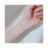 925 Silver Bead Double Layer Chain Bracelet Women Fine Jewelry