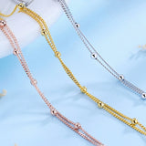 925 Silver Bead Double Layer Chain Bracelet Women Fine Jewelry