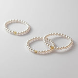 925 Silver Pearl Chain Square Ring Women Jewelry