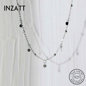 925 Sterling Silver Bead Round Pendant Choker Necklace For Women