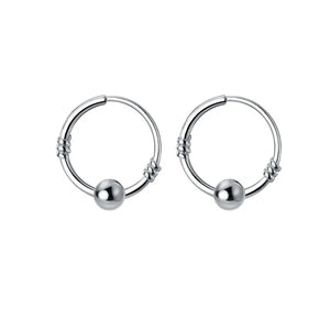 925 Silver Bead Stud Earrings Women Classic Fine Jewelry Minimalist Accessories