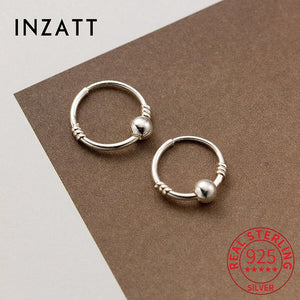 925 Silver Bead Stud Earrings Women Classic Fine Jewelry Minimalist Accessories