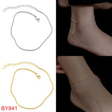 925 Silver Bead Zircon Star Anklet for Women Party Jewelry