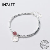 925 Sterling Silver Strawberry Crystal Disc Bracelet Gothic Jewelry