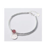 925 Sterling Silver Strawberry Crystal Disc Bracelet Gothic Jewelry