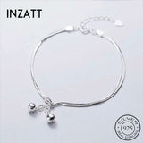 925 Silver Bells Double Chain Bracelet Party Fine Jewelry