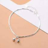 925 Silver Bells Double Chain Bracelet Party Fine Jewelry