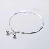 925 Silver Bells Double Chain Bracelet Party Fine Jewelry