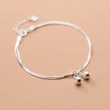 925 Silver Bells Double Chain Bracelet Party Fine Jewelry