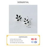INZATT 925 Silver Enamel Leaf Stud Earrings, Women's Jewelry