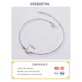 925 Sterling Silver Red Zircon Moon Charm Bracelet Women