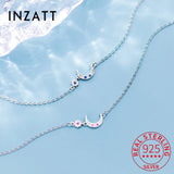 925 Sterling Silver Red Zircon Moon Charm Bracelet Women