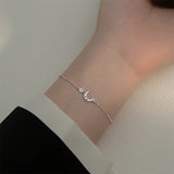 925 Sterling Silver Red Zircon Moon Charm Bracelet Women