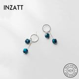 INZATT 925 Silver Stone Drop Earrings Women Party Jewelry Geometric Gift