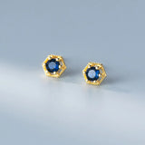 925 Silver Zircon Stud Earrings 18K Plate Women's Jewelry