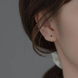 925 Silver Zircon Stud Earrings 18K Plate Women's Jewelry