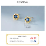 925 Silver Zircon Stud Earrings 18K Plate Women's Jewelry