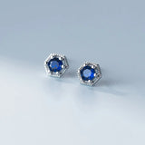 925 Silver Zircon Stud Earrings 18K Plate Women's Jewelry
