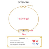 925 Silver Zircon Rectangle Charm Bracelet Classic Fine Jewelry