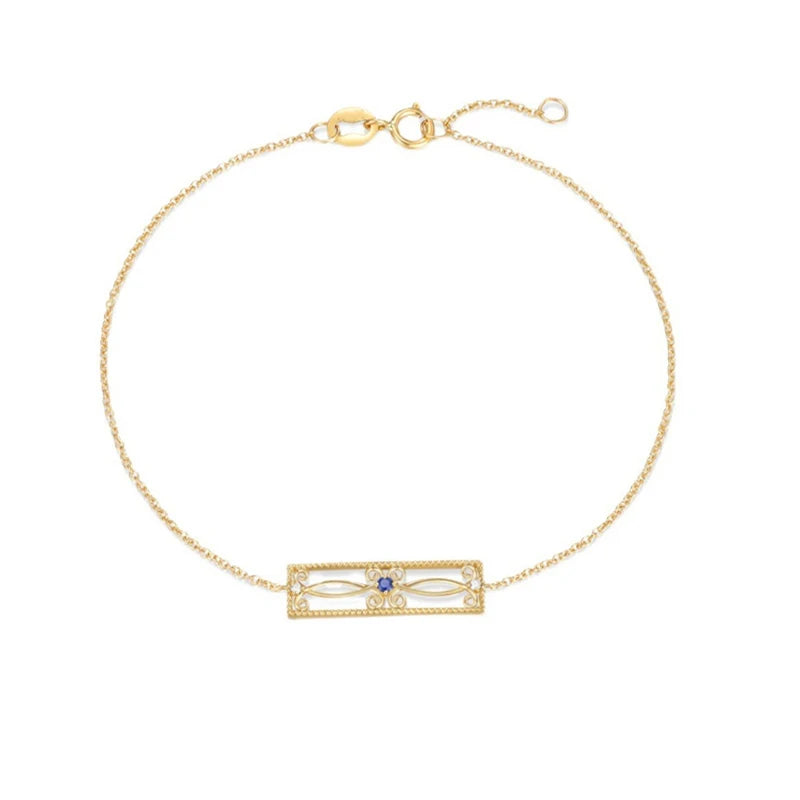 925 Silver Zircon Rectangle Charm Bracelet Classic Fine Jewelry