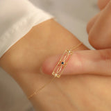 925 Silver Zircon Rectangle Charm Bracelet Classic Fine Jewelry