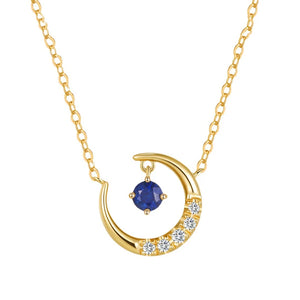 925 Silver Zircon Moon Pendant Choker Necklace Women Bohemian Jewelry