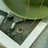 925 Silver Zircon Moon Pendant Choker Necklace Women Bohemian Jewelry