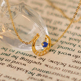 925 Silver Zircon Moon Pendant Choker Necklace Women Bohemian Jewelry