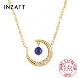 925 Silver Zircon Moon Pendant Choker Necklace Women Bohemian Jewelry