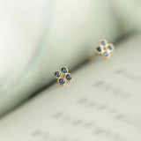 925 Silver Zircon Stud Earrings Bohemian Fine Jewelry