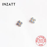 925 Silver Zircon Stud Earrings Bohemian Fine Jewelry