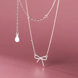 925 Silver Bowknot Choker Necklace Women Jewelry