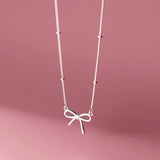 925 Silver Bowknot Choker Necklace Women Jewelry