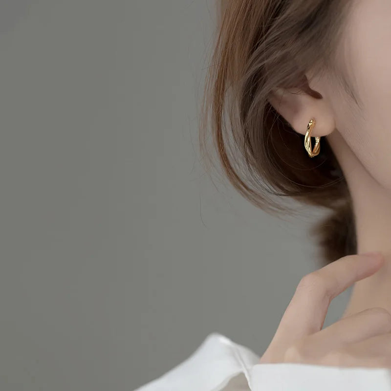 925 Silver Braided Line Hoop Earrings Women Party Vintage Jewelry