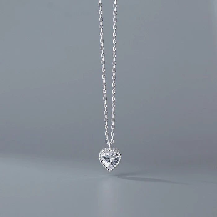 925 Silver CZ Heart Choker Necklace for Women