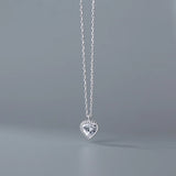 925 Silver CZ Heart Choker Necklace for Women
