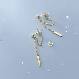 925 Sterling Silver Chain Tassel Bead Drop Earrings Wedding Jewelry